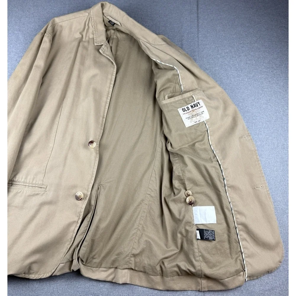 Old Navy Classic Tailored Men's XL Khaki Cotton Sport Coat Blazer 3 Button
